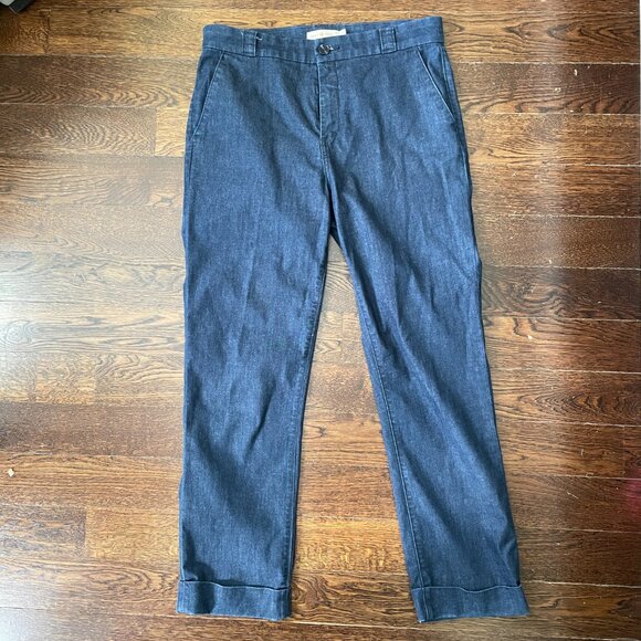 Tory Burch Dark Denim Etta Cuffed Jeans PantsTrousers-Size 28 - Picture 2 of 14